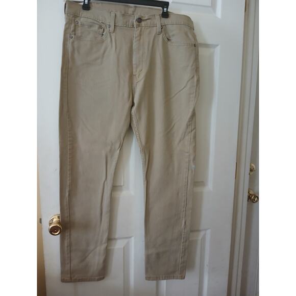 Levis Chinos 505 Mens 38x32 Brown Tan Regular Straight Denim Jeans Pants - Picture 2 of 11